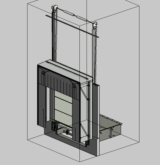 Modélisation 3D d'un sas de quai industriel avec porte et équipements